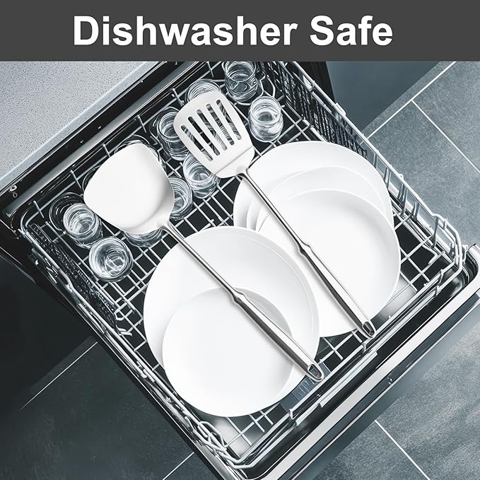 Stainless Steel Utensils Set, 2 PCS Metal Cooking Utensils Set, Slotted Turner (Dishwasher Safe)