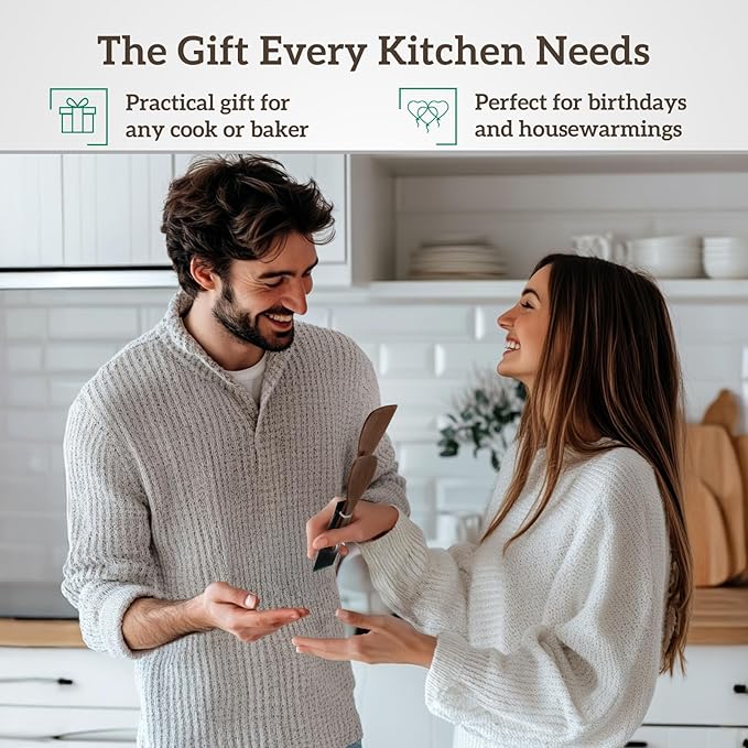 2PCs Wooden Spatula For Cooking, Natural Wenge Spatula For Non-stick Frying Pan, Wooden Spoons for Cooking Utensils Set, Wood Kitchen Utensils Set Spatulas for Kitchen Use Flipping&Turner Wok Spatulas