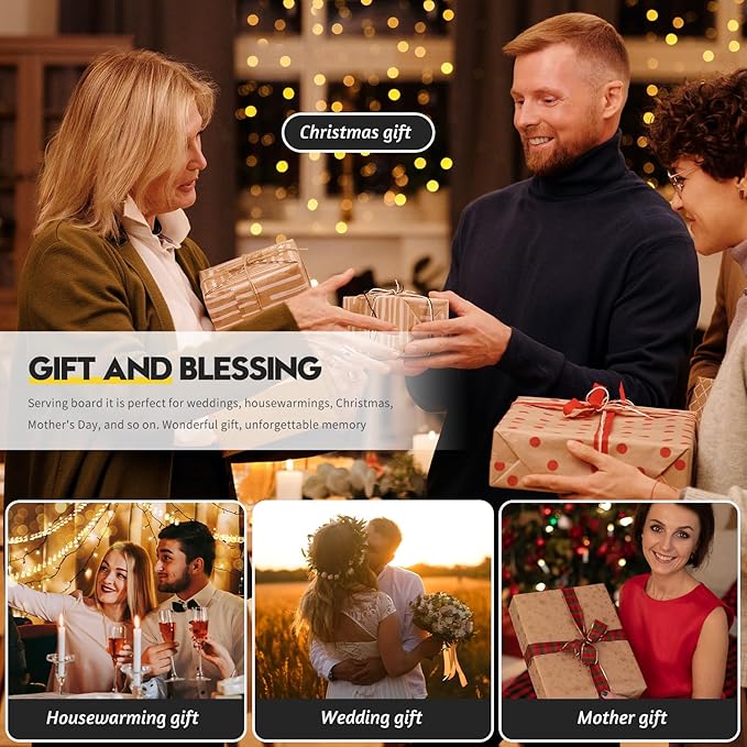 6 Pcs Cutting Board Bulk Kitchen Thicken Chopping Platter with Handles Wooden Charcuterie Serving Trays Blank Wood Boards for Engraving Wedding Housewarming(Walnut,11 x 5 Inch)