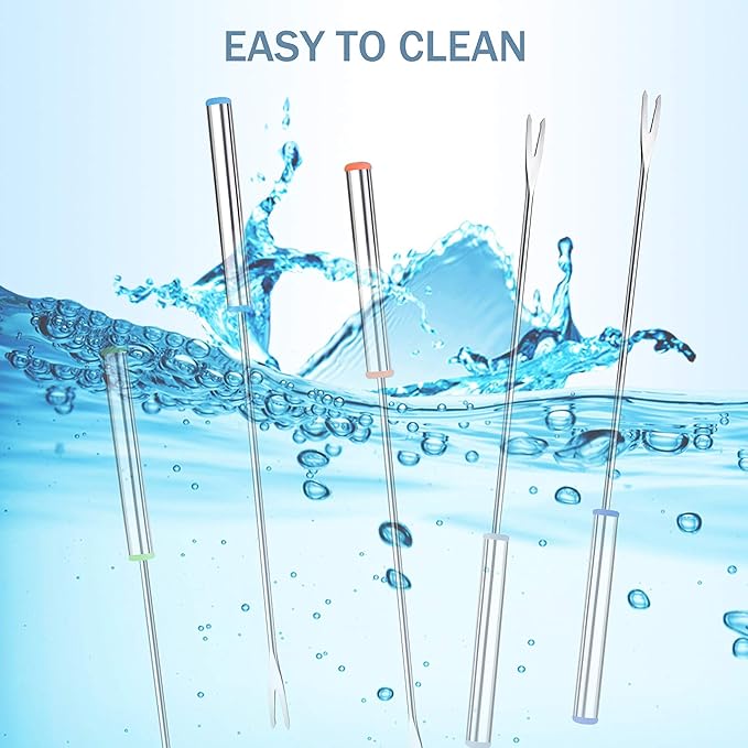 15pcs 9.6 Inch Fondue Sticks Stainless Steel Barbecue Forks with Heat Resistant Handle for Roast Meat Chocolate Dessert Cheese Marshmallows