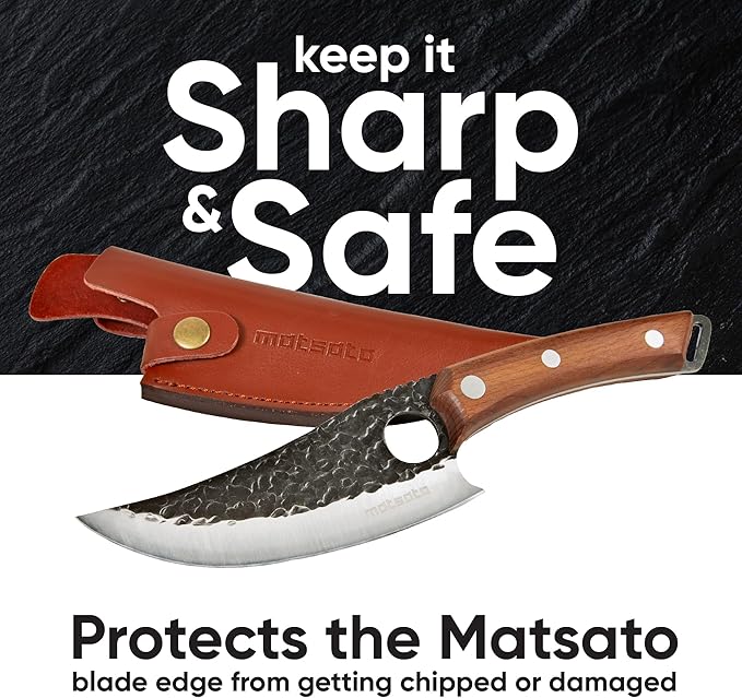 Matsato Kitchen Knife Leather Sheath, Japanese Steel Chef's Knife Holder Perfect for Cutting and Chopping, 6.3 Inch Knives holder