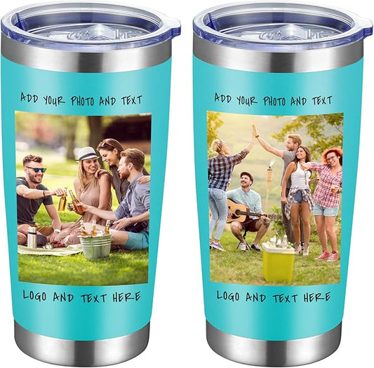 24 Pack Personalized Stainless Steel Tumbler,20oz Custom Water Bottle,Insulated Tumblers with Lids and Straws, Customizable Logo Pictureto, Engraved Termos