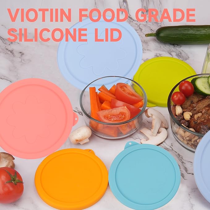 2 Cup 4 Cup Silicone Replacement Lids Storage Cover for Anchor Hocking Glass Bowls (Container not Included) 4 Pack Microwave, Dishwasher and Freezer Safe