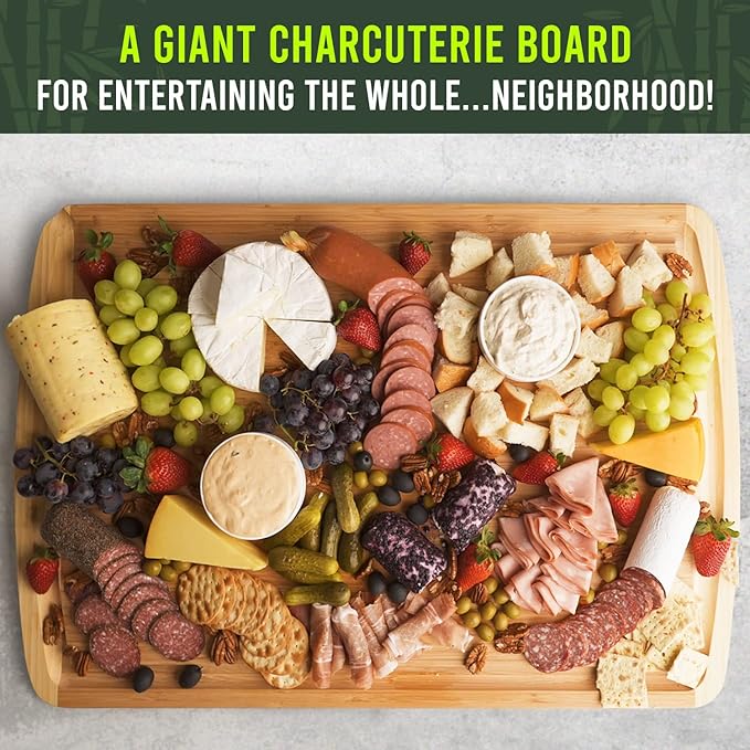 FSC® Certified 36 x 24 Inch Extra Large Bamboo Cutting Board with Lifetime Replacements – 4XL Butcher Block, Oversized Carving & Charcuterie Board, Stovetop Cover for Kitchen Counter Space