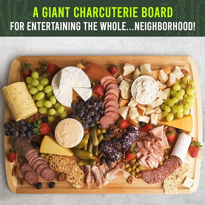30 Inch Extra Large Cutting Board – 30 x 20 Bamboo Chopping Board - Wood Butcher Block Cutting Board, Oversized Carving and Charcuterie Board, Stovetop Cover for More Kitchen Counter Space
