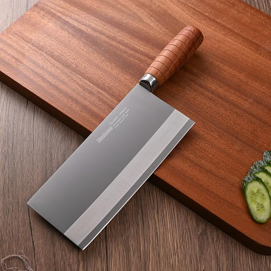 Meat Cleaver 8 Inch Professional Chinese Cleaver Knife Chefs Knife Stainless Steel Sharp Vegetable Knife Non-stick Rosewood Handle for Homes Restaurants Caidao Gift Box