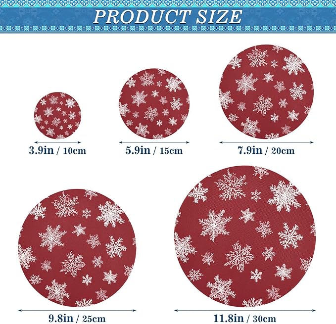5 Pcs Bowl Covers Reusable in 5 Size Elastic Food Cover Cloth Lids Fresh Keeping Dish Cookware Bakeware Fabric Covers Lids for Food Leftovers Fruits Storage Christmas Red Snowflake