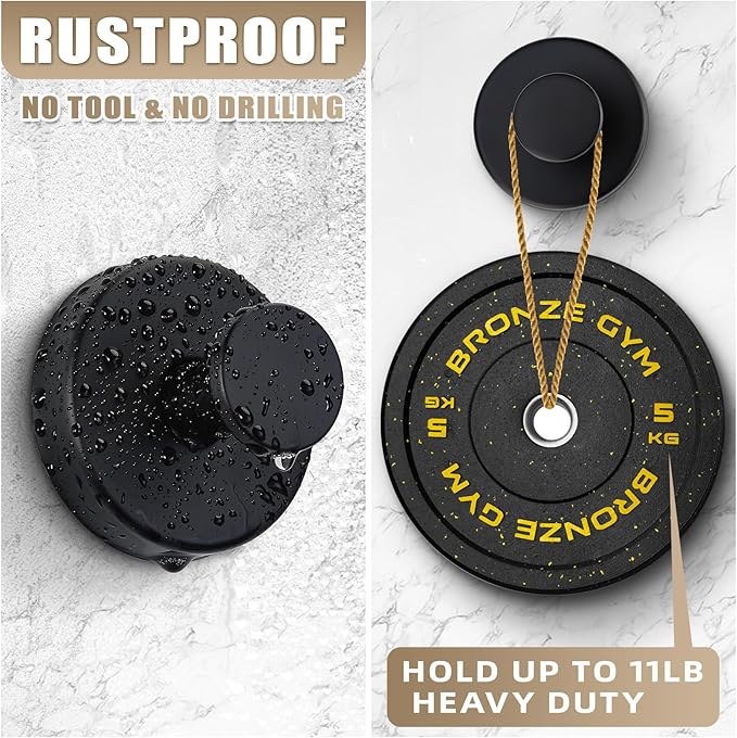 Suction Cup Hooks for Shower No-Drill Bathroom Hooks for Towels, Robes, Loofah Mountable on Bathroom Walls, Kitchen, Glass, Mirrors, Tile and Smooth,Non-Porous Surfaces (2, Matte Black)