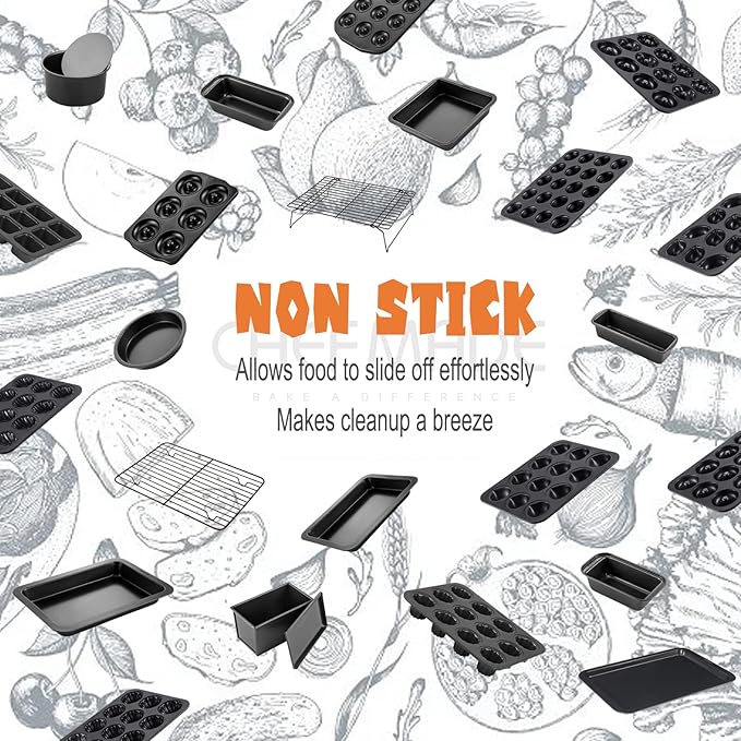 CHEFMADE Round Cake Pan, Nonstick 8-Inch with Removable Loose Bottom Chiffon Bakeware