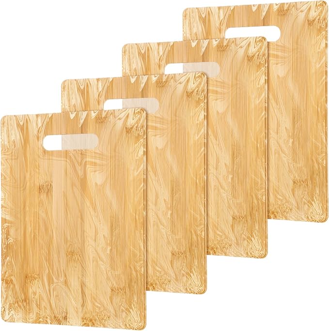 Vesici 18 Pack Plain Cutting Boards with Handles Bulk Blanks Laser Engraving Large Chopping Board for Customized, Personalized Engraving Gifts(Bamboo,12''x8'')