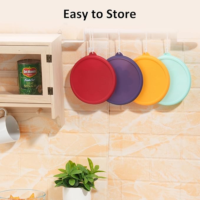 4 Cup Round Silicone Storage Cover Lids Replacement for Anchor Hocking and Pyrex 7201-PC Glass Bowls (Container not Included) (Mix) 4 Pack