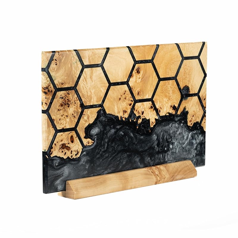 RWA Magnetic Knife Holder – Luxury Magnetic Knife Block Without Knives – Unique 6 Knife Magnet Display Stand Universal Knife Block Knife Holders for Counter Top Kitchen Organizer (Black Diamond)