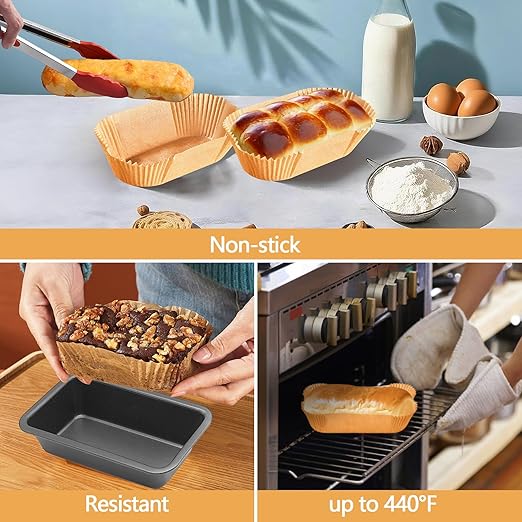 150 Pack 7.5 Inch Loaf Pan Liners, Non-Stick Cake Baking Sheets, Unbleached & Greaseproof Baking Paper for Cookies, Cupcakes, Bread