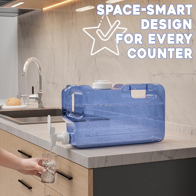 Refrigerator Drink Dispensers 1.1 Gallon Bottle with Spigot - BPA Free Plastic Water Jug Leak-Proof | Fridge Beverage Drink Dispenser for Parties, Convenient Handles