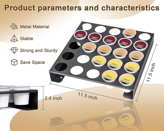 MyLifeUNIT K Cup Organizer Drawer Countertop Wall Mounted K Cup Holder Coffee Pod Storage Holder for Coffee Station, Office and Kitchen, Black