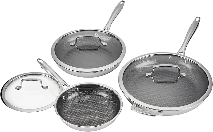 Cuisinart FusionElite+ Nonstick Tri-Ply Stainless Steel Cookware Set, 6-Piece Skillet Cooking Set with PURELYSEAR Ceramic Nonstick Technology, Scratch Proof, Cool Grip Handles, Dishwasher Safe