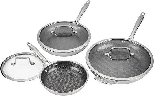 Cuisinart FusionElite+ Nonstick Tri-Ply Stainless Steel Cookware Set, 6-Piece Skillet Cooking Set with PURELYSEAR Ceramic Nonstick Technology, Scratch Proof, Cool Grip Handles, Dishwasher Safe