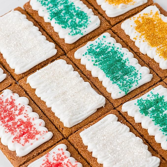 Sweets Indeed Christmas Baking Sugar Crystals 4-Pack – 4.52 oz | White, Red, Green & Gold Sparkling Sugars | Holiday & Everyday Dessert Decorating Set