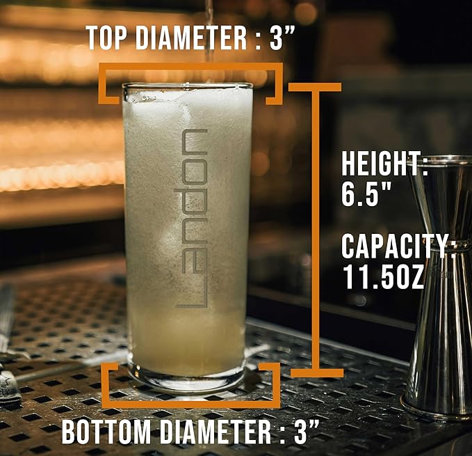 Personalized Gifts Etched 11.5oz Collins Cocktail Glass - Customized Gifts for Women Men, Vertical Name Engraved Highball Glass Birthday Gift, Fun Custom Gift Her, Woman, Regalos Personalizados Vasos