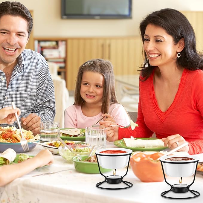 40 Pcs Ceramic Butter Warmers for Seafood Set 4.7oz 8 Pcs Butter Warmer with 32 Tealight Candles for Chocolate Cheese Fondue Melting, Dishwasher Safe, Microwave Safe, Oven, White