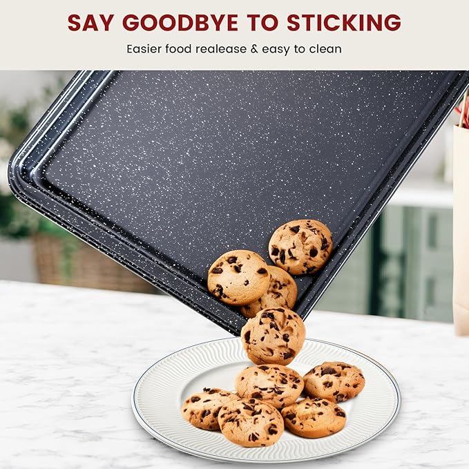 10-Piece Baking Pans Set, Bakeware Sets Nonstick, Baking Set for Oven Cooking, Stackable Carbon Steel Set Include Cookie Sheets, Muffin Pan, Cake Pan, Pizza Pan, Loaf Pan, Roasting Pan, Black