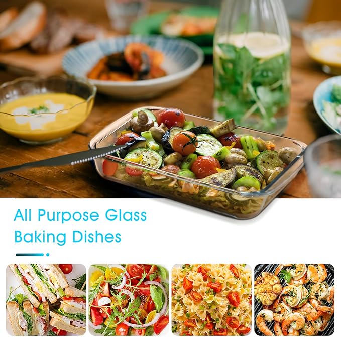 1QT Glass Baking Dish for Oven, Single Serving Glass Pan for Cooking Small Casserole Dish Rectangular Baking Pan Oven Bakeware