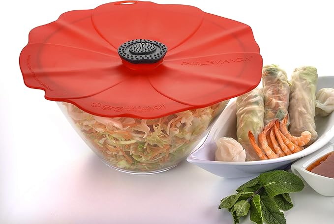 Charles Viancin - Poppy Silicone Lid for Food Storage and Cooking - Airtight Seal on Any Smooth Rim Surface - BPA-Free - Oven, Microwave, Freezer, Stovetop and Dishwasher Safe (11 Inch)