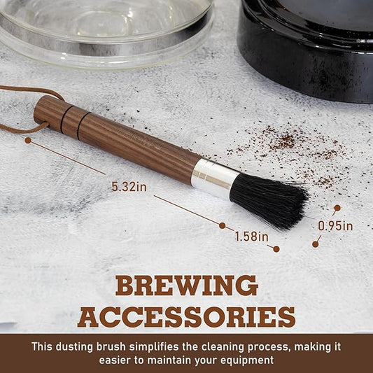 Takavu Coffee Grinder Cleaning Brush, Barista Brush with Black Boar Bristle, Espresso Machine Cleaner Tool, Brista Dusting Accessories Used on Group Heads, Shower Screen, Portafilter, Scoop, Tamper