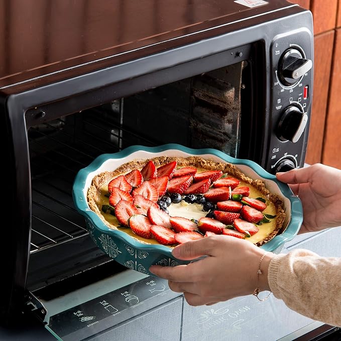 Wisenvoy Pie Pan Ceramic Pie Dish Blue Pie Plate Porcelain Deep Dish Pie Pan Non-Stick Pie Pans