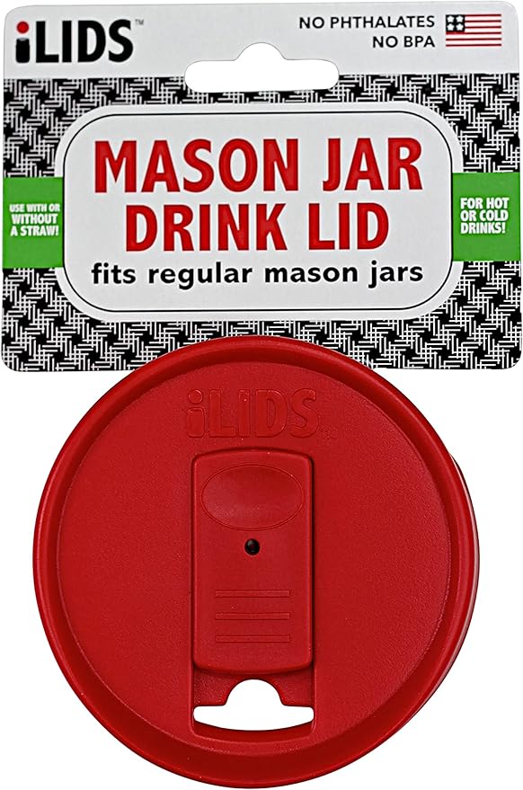 Mason Jar Drink Lid, Regular Mouth, Stars & Stripes Colors, Pack of 3