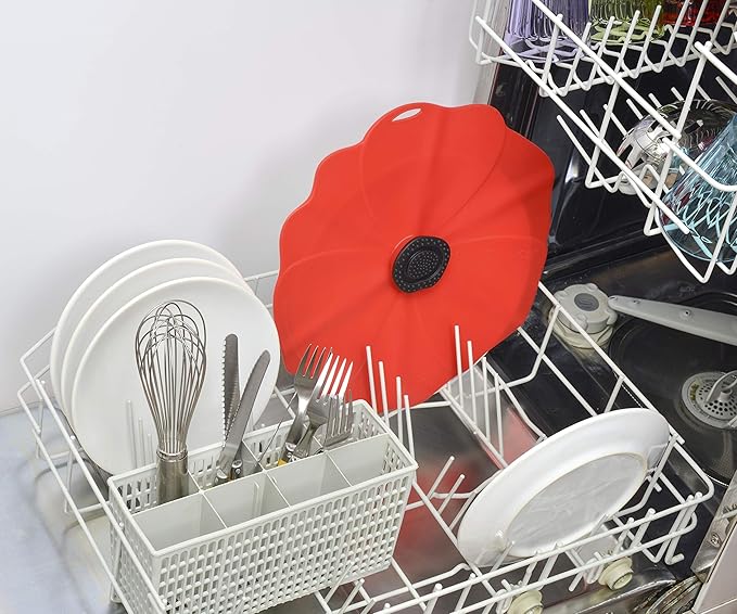 Charles Viancin - Poppy Silicone Lid for Food Storage and Cooking - Airtight Seal on Any Smooth Rim Surface - BPA-Free - Oven, Microwave, Freezer, Stovetop and Dishwasher Safe (6 Inch)