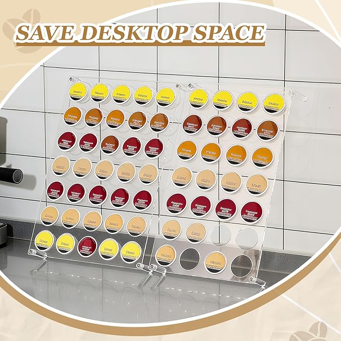 2 Pcs 35-slot Acrylic Coffee Cup Drawer Organizers, Clear Coffee Pod Holder for Countertop Hold 70 Pod Storage, Cup Organizer Tray for Kitchen and Office