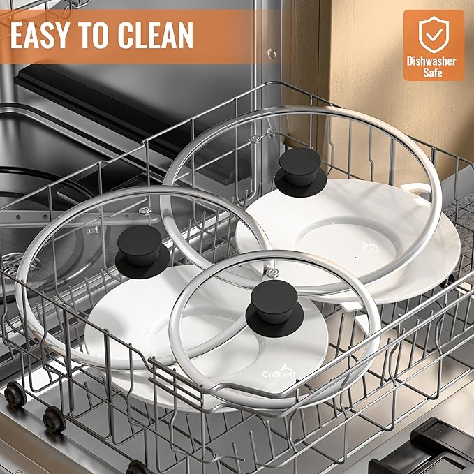 Tempered Glass Lids for Pots and Pans, Cast Iron Skillet Lid 10.5 Inch, Frying Pan Lid, Replacement Pan Cover, Wok, Crock Pot Lid with Wide Stainless Steel Rim, Heat Resistant Cookware Pan Lids