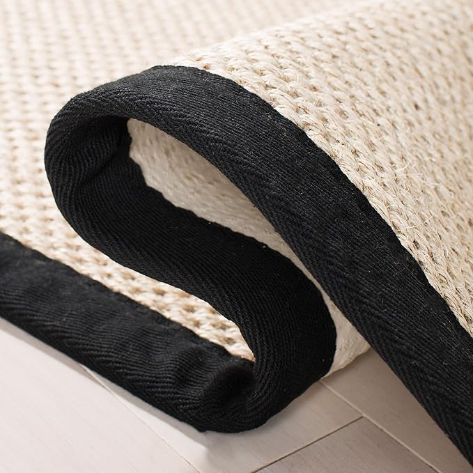 Safavieh Area Rug 3' Round - Natural Fiber Collection - Marble & Black, Sisal, Woven Design with Border (NF143A)