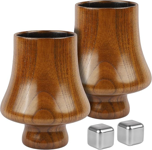 Charred Wooden Bourbon Drinking Glass, Charred Old Fashioned Glass, Handcrafted Whiskey Glass for Men, Great Whiskey Gifts for Men, Dad, or Brother (2 Pack)