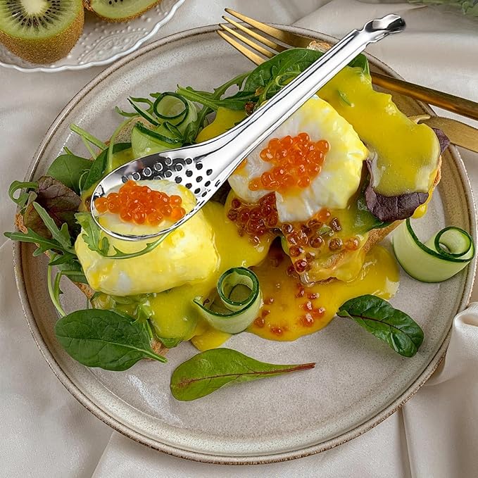 4 PCS Spherification Spoon, Stainless Steel Caviar Spoon, Small Slotted Spoons to Take Out Olives Capers for Jar, Molecular Gastronomy Bar Egg Spoon Kitchen