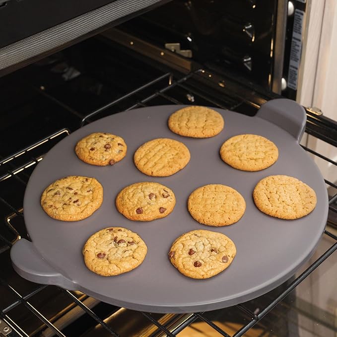 Old Stone Pizza Kitchen Glazed Round Pizza Stone with Handles for Oven and Grill, 13 inch