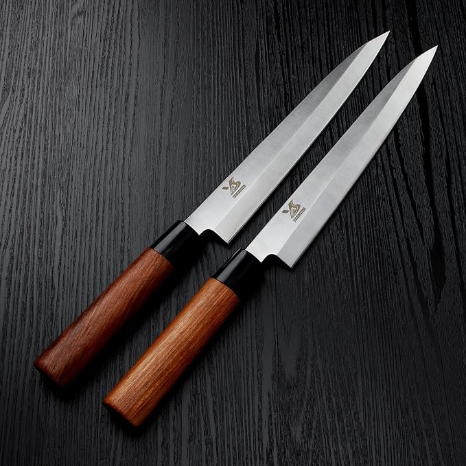 MSY BIGSUNNY 10" Yanagiba Sushi Knife - Stainless Steel With Rose Wood Handle - Professional Slicing Chef Knife for Sashimi