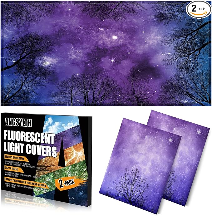 2 Pcs Fluorescent Light Covers - 4 x 2 Feet Covers for Ceiling Lights, Magnetic Light Filters for Classroom, Office, Hospitals, Home