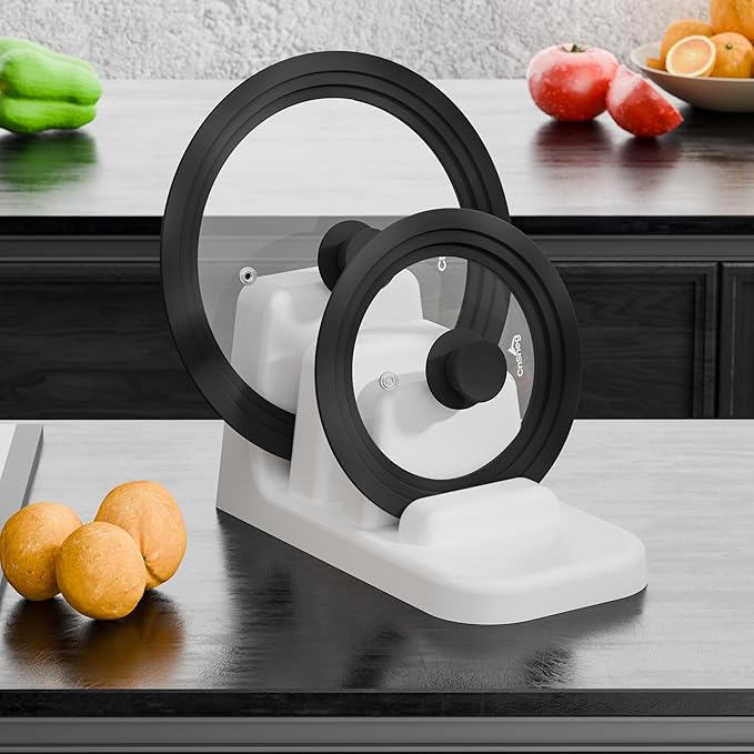 Universal Lids for Pots, Pans and Skillets, 7", 8" and 9" Pan Lid, Tempered Glass Pot Lid with Silicone Rim Heat Resistant, Replacement Pan Cover for Frying, Cookware & Bakeware Lids, Black