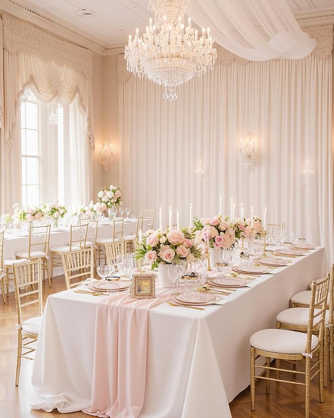 Nervure 350PCS Pink Plastic Plates - Pink Dinnerware Sets for 50 Guests - 100 Disposable Plates, 150 Gold Plastic Silverware, 50 Cups, 50 Napkins for Wedding & Party