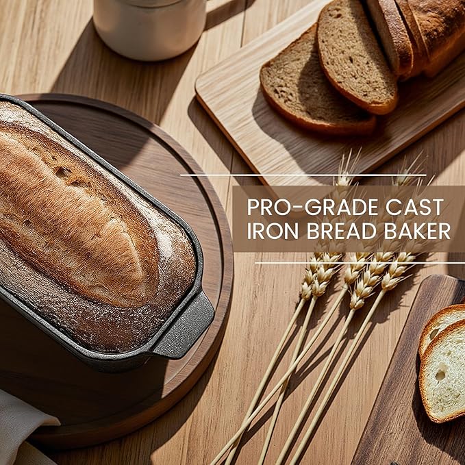 Cast Iron Bread Pan with Lid,Dutch Oven for Sourdough Bread Baking-10 x 5 Inch Durable Cast Iron Loaf Pans Rectangular Baking Pan,Extra Large Deep Dish Baking Pans for Cake