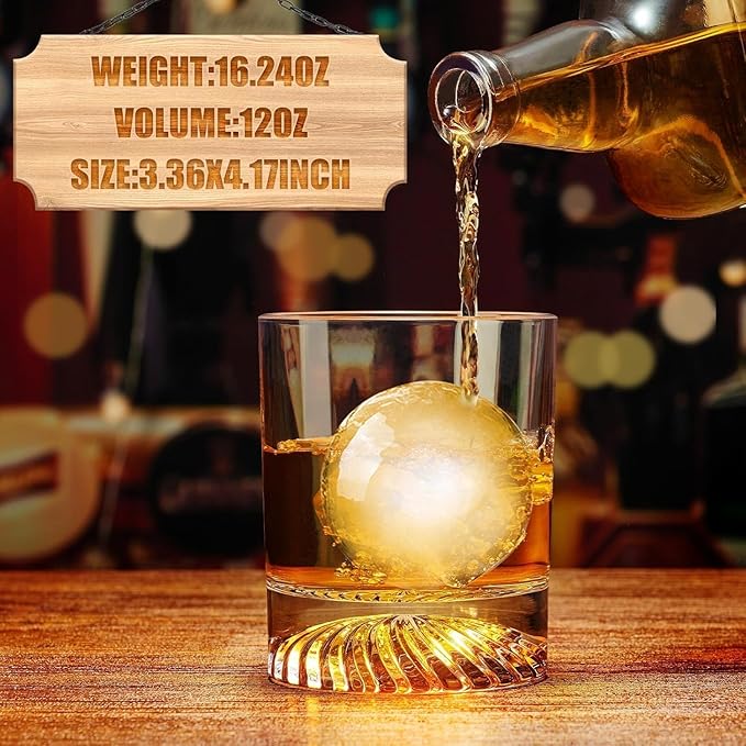 Hand Blown Crystal Old Fashioned Whiskey Glasses Rocks Glasses Drinking Cocktail Bourbon Scotch Rum Vodka Liquor 12 OZ - set of 6 Gifts for Men