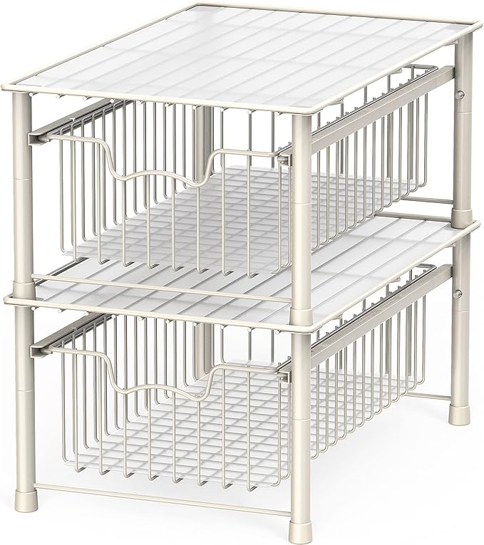 Simple Houseware Stackable Basket Drawer, White