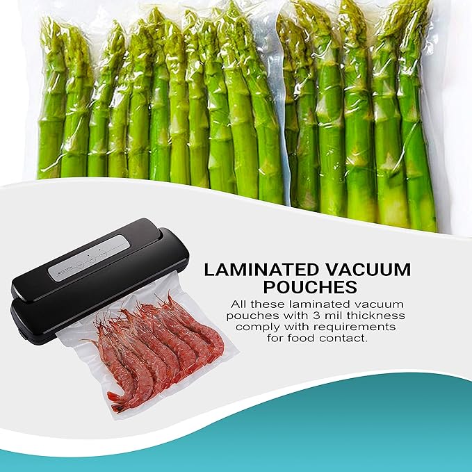 APQ Pack of 500 Jumbo Co-Extruded Vacuum Pouches 16 x 24 Vacuum Food Bags 16x24. Thickness 3 mil Thick Clear Poly Bags for Packing and Storing Perfect for Industrial, Food Service