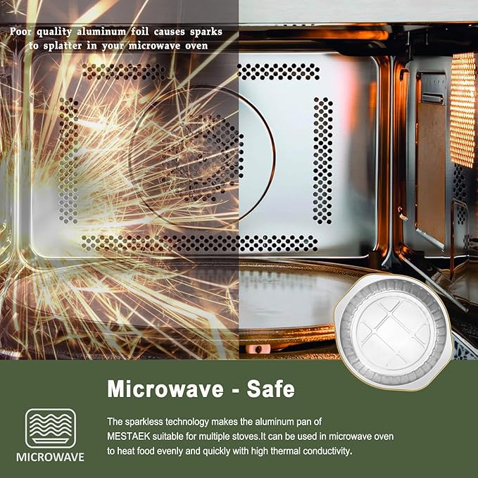 7.8" Extra-Deep Aluminum Foil Pans with Integrated Handles and Snap-On Lids (10 pcs) | 2X Thickness Heavy-Duty Reusable Tin for Baking and Cooking