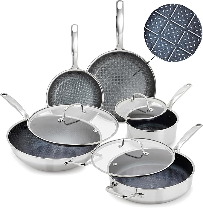 Nonstick Stainless Steel 8 Piece Cookware Set