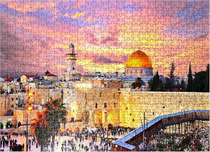 MyPuzzle Skyline of The Old City at The Western Wall and The Temple Mount in Jerusalem Israel - Premium 500 Piece Jigsaw Puzzle for Adults
