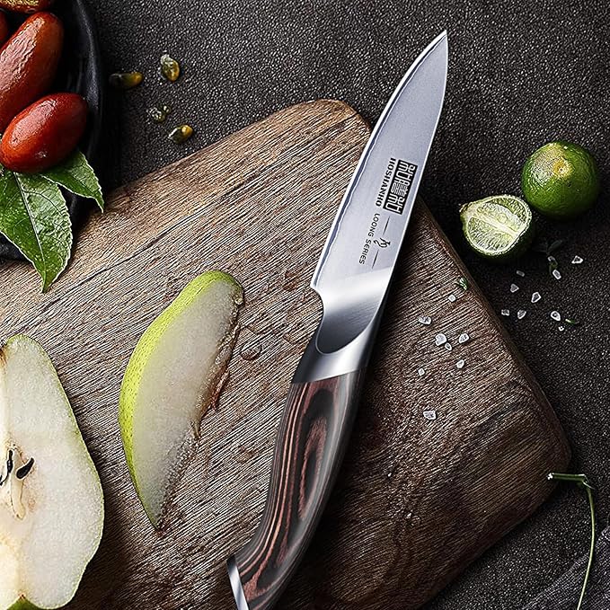 3.75 inch Paring Knife, Japanese High Carbon Stainless Steel Small Kitchen Knives, Ultra Sharp Fruit Knife with Ergonomic Pakkawood Handle