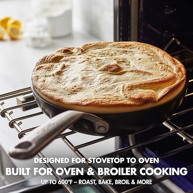 GreenPan GP5 Hard Anodized Healthy Ceramic Nonstick 10" Frying Pan Skillet, Heavy Gauge Scratch Resistant, Stay Flat Surface, Induction, Mirror Finish Handle,Oven Safe, PFAS-Free, Black